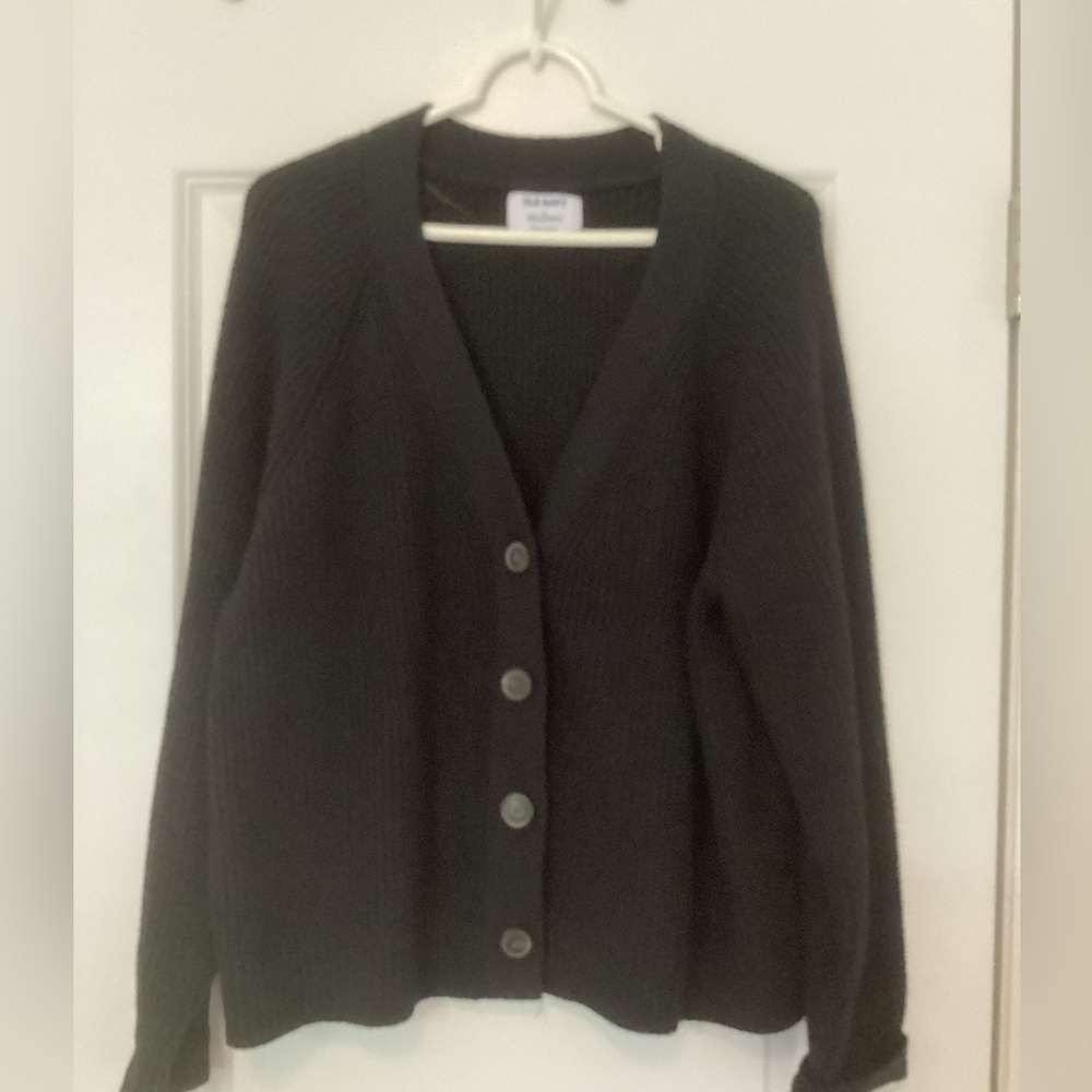 Old Navy Black Button Front V-Neck Cardigan